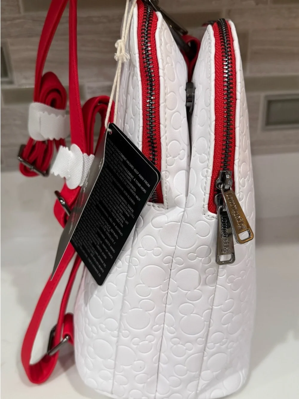 Loungefly Disney Mickey Mouse Embossed with Figural Handle Mini Backpack 🆕🆕🆕 - Picture 6 of 13